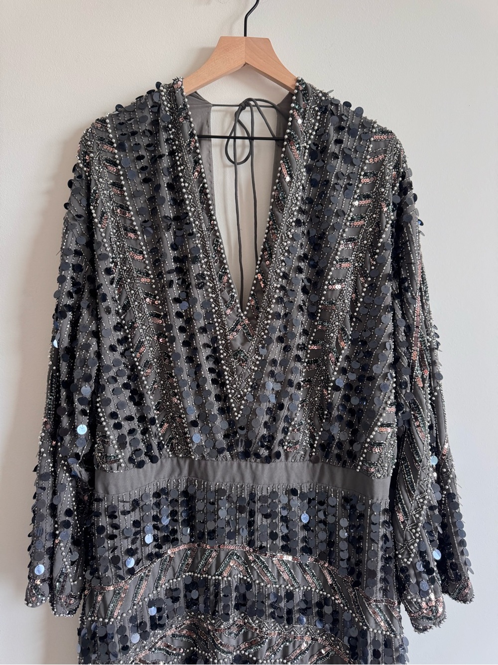 ASOS Design Curve | Rare Embellished Patchwork Silver Sequin Dress ~ NWT US 16 - Picture 8 of 12